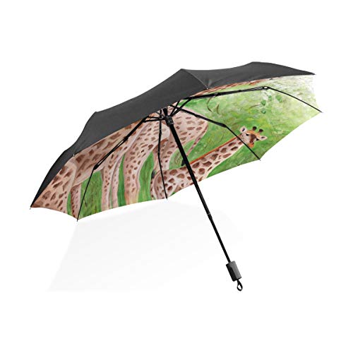 Paraguas Para Viajar Pintura Original Hermosas Jirafas Masai Mara Paraguas Plegable Compacto Portátil Protección Anti Uv A Prueba de Viento Viajes Al Aire Libre Mujeres Niños Paraguas A Prueba de Vien