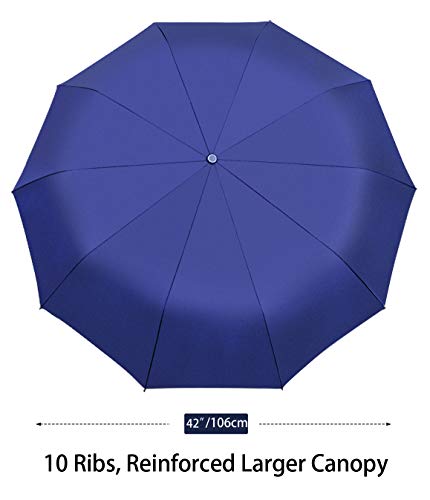 Paraguas Plegable de Viaje de Viaje con 10 Varillas,BULLIANT Grande Paraguas Automático Prueba de Viento y Impermeable