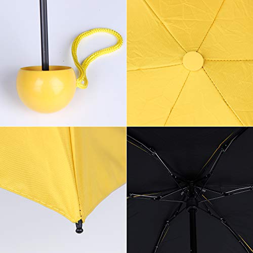 Paraguas Plegable Ultraligero 210T Mini Cápsulas Crema Paraguas Automático Paraguas Plegable de Goma Sombrillas Soleado Viajes (amarillo)