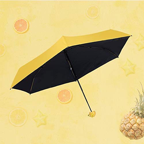 Paraguas Plegable Ultraligero 210T Mini Cápsulas Crema Paraguas Automático Paraguas Plegable de Goma Sombrillas Soleado Viajes (amarillo)