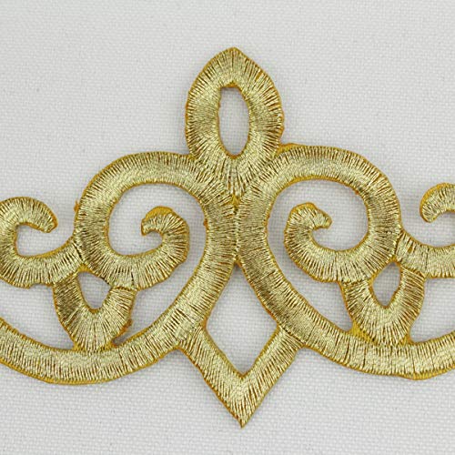 PARCHE APLICACIÓN TERMOADHESIVA 17,5 x 6 CENTÍMETROS EN HILO METALIZADO POR UNIDAD (ORO)