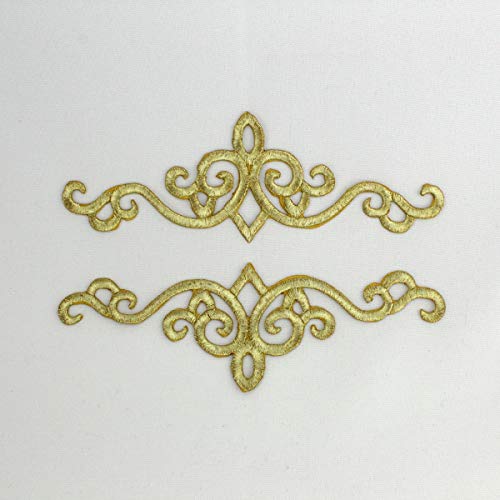 PARCHE APLICACIÓN TERMOADHESIVA 17,5 x 6 CENTÍMETROS EN HILO METALIZADO POR UNIDAD (ORO)