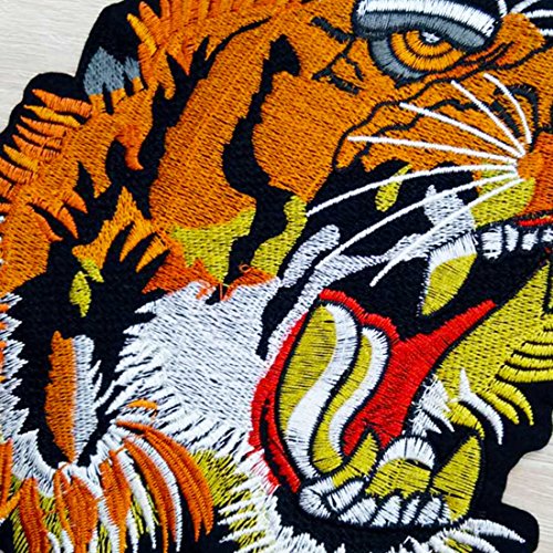Parche bordado con cabeza de tigre para coser en la ropa, bolsa para camisa, pantalones vaqueros y motero