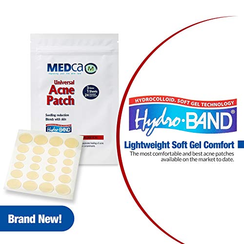 Parche de cobertura absorbente para acné y espinillas. Tres tamaños. Paquete de 4 hojas. (de 24 parches cada una)