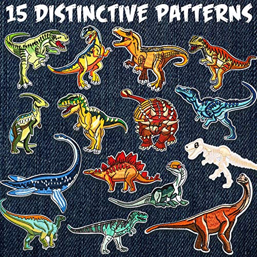Parche de Ropa, Muscccm 15 Piezas Parches Ropa Termoadhesivos Dinosaurio Bufandas