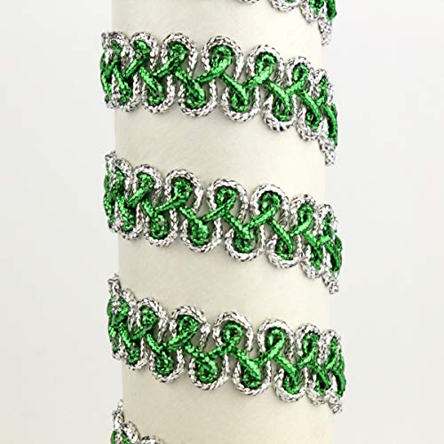 PASAMANERÍA METALIZADA BORDADA EN IDA Y VUELTA CON LÚREX (VERDE, 5 METROS)