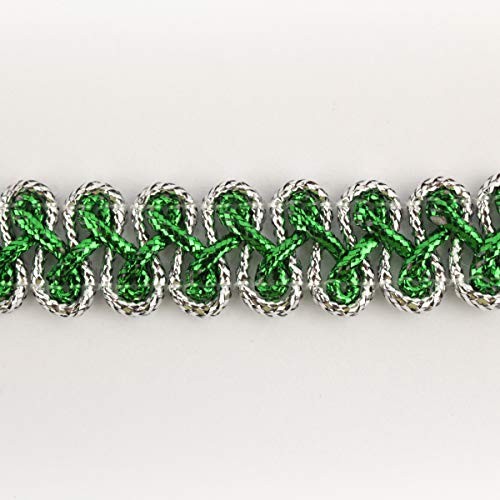 PASAMANERÍA METALIZADA BORDADA EN IDA Y VUELTA CON LÚREX (VERDE, 5 METROS)