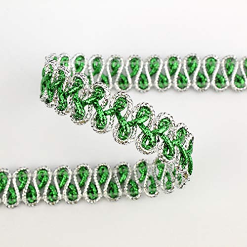 PASAMANERÍA METALIZADA BORDADA EN IDA Y VUELTA CON LÚREX (VERDE, 5 METROS)