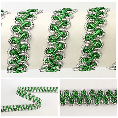 PASAMANERÍA METALIZADA BORDADA EN IDA Y VUELTA CON LÚREX (VERDE, 5 METROS)