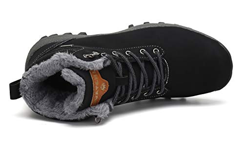 Pastaza Hombre Mujer Botas de Nieve Senderismo Impermeables Deportes Trekking Zapatos Invierno Forro Piel Sneakers Negro,40EU