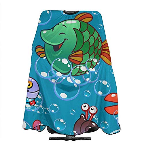 Patern con delantal profesional para peluquería Fish, mantón de poliéster, para peluquería u hogar