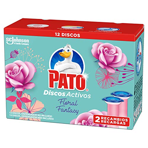 Pato Pato - Discos Activos Wc Recambio Floral Fantasy, 2 Recambios, 12 Discos 150 g