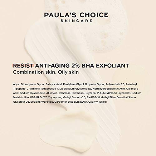 Paula’s Choice Resist Antiedad 2% BHA Exfoliante - Peeling Facial Antiarrugas Combate Puntos Negros y Poros Dilatados - con Ácido Salicílico & Péptidos - Pieles Mixtas a Grasas - 88 ml