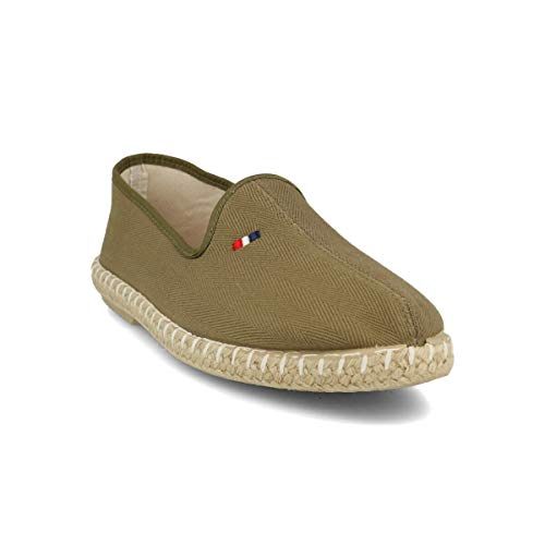 PAYMA - Alpargatas de Esparto en Espiga para Hombre. Zapatillas de Verano. Brasileras para Hombre. Espardeñas Espadrilles con Bandera. Azul Rojo Beige Crudo Kaki Nogal