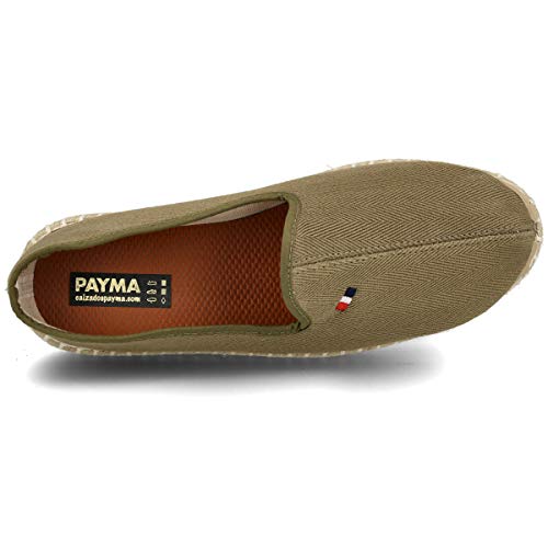 PAYMA - Alpargatas de Esparto en Espiga para Hombre. Zapatillas de Verano. Brasileras para Hombre. Espardeñas Espadrilles con Bandera. Azul Rojo Beige Crudo Kaki Nogal