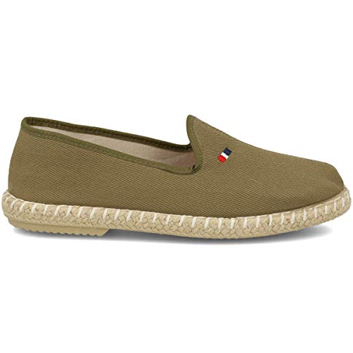 PAYMA - Alpargatas de Esparto en Espiga para Hombre. Zapatillas de Verano. Brasileras para Hombre. Espardeñas Espadrilles con Bandera. Azul Rojo Beige Crudo Kaki Nogal