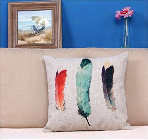P.CHUXIN Conjunto de 2 Funda de Almohada cojín Color Pluma Flor Elefante Grueso algodón y Trigo Estilo mediterráneo 45 * 45 cm