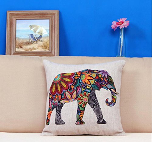 P.CHUXIN Conjunto de 2 Funda de Almohada cojín Color Pluma Flor Elefante Grueso algodón y Trigo Estilo mediterráneo 45 * 45 cm