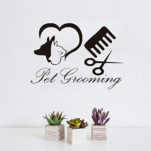Pegatinas de pared para perros Peluquería para mascotas Tienda Calcomanías de pared de vinilo Accesorios para la decoración del hogar Pegatinas de pared60cm X 43cm