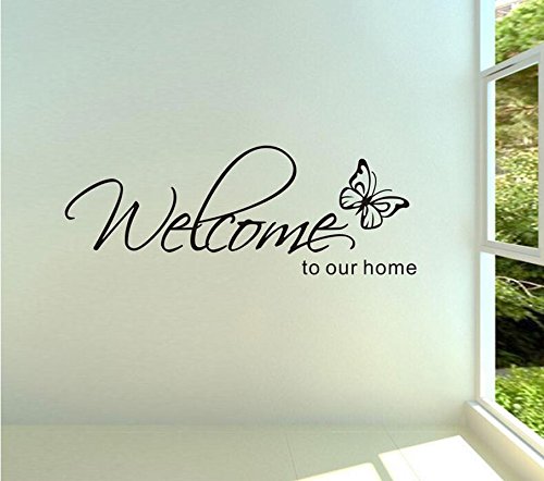 Pegatinas Muraux Home Decor 'Bienvenido a nuestra casa' Patrones de texto Pegatinas de pared Decoración del hogar Pegatinas decorativas para sala de estar 25 * 70cm