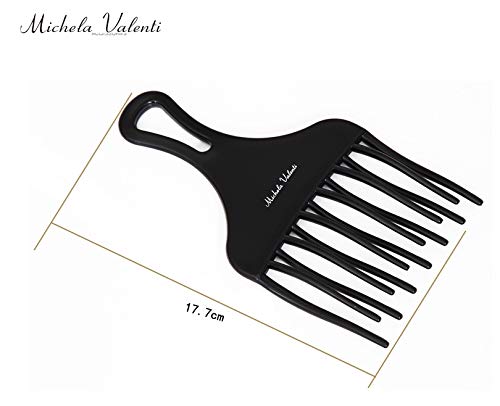 Peine afro tenedor puas anchas para cabello rizado negro 17,7cm