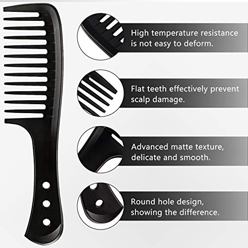 Peine de Dientes Anchos Cepillo de Pelo Ancho Peine de Peluquero de Maestro Peine de Peluquería Peine Antiestático Resistente al Calor Reduce Rotura de Cabello para Pelo Largo Mojado o Rizado