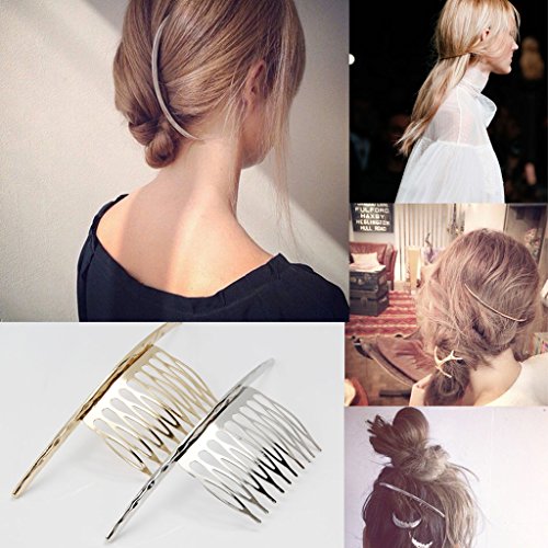 Peine de Pelo Largo Clip Pasador Deslizante Mujeres Dobladas \ 's Labrar Accesorio de Pelo de Oro