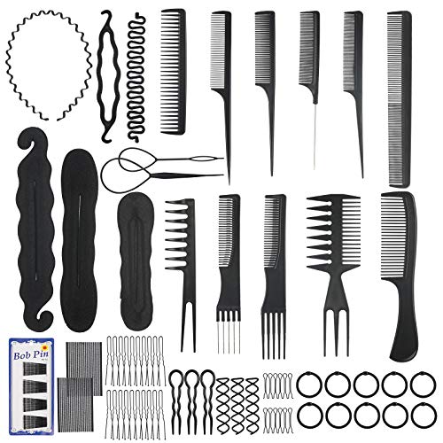 Peines Profesionales Antiestático AirSMall 115PCS Profesional Peine de Fibra de Carbono para Barberos Peluquería de Todo Tipo de Cabello Salon Hair Styling Peluquería Peluquería Combs conjunto