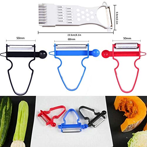 Pelador del trío mágico,5 Pack BESTZY Pelador Mágico Herramienta Rápida Pelador Vegetal para Cintas/Patatas/Zanahorias/Manzanas/y Cualquier Verdura y Frutas