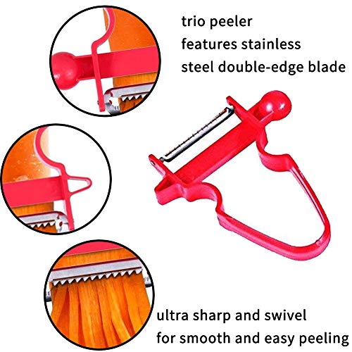 Pelador del trío mágico,5 Pack BESTZY Pelador Mágico Herramienta Rápida Pelador Vegetal para Cintas/Patatas/Zanahorias/Manzanas/y Cualquier Verdura y Frutas