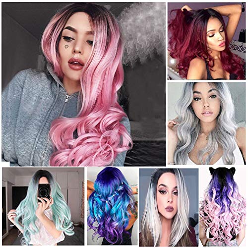Pelucas de 24 pulgadas para mujeres rizadas Ombre Peluca completa Anime Disfraz Natural sintético peluca