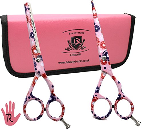 Peluquería salón de tijeras, tijeras de entresacar - Set de tijeras de pelo - Peluquería Tijeras Razor Edge de 5,5 pulgadas viene en una bonita Rosa caja de presentación