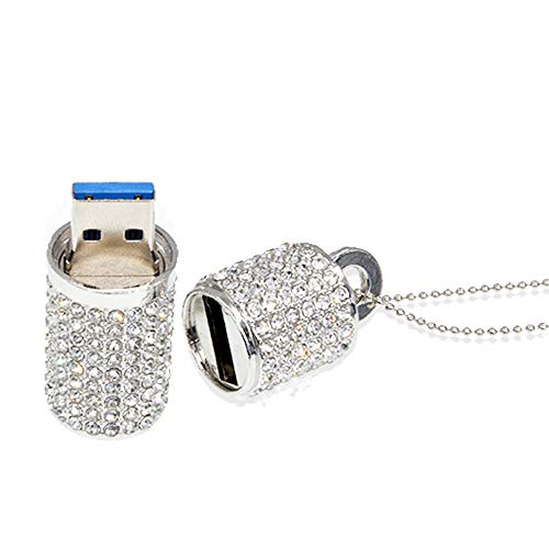 Pen Drive 32GB Memoria USB Linda Pendrive Barra de Lápiz Labial de Metal Estuche USB 3.0 Flash Drives Diamantes 32 GB Memorias Stick Externo Collar de Portátil Llavero Almacenamiento por Kepmem