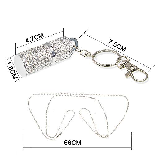 Pen Drive 32GB Memoria USB Linda Pendrive Barra de Lápiz Labial de Metal Estuche USB 3.0 Flash Drives Diamantes 32 GB Memorias Stick Externo Collar de Portátil Llavero Almacenamiento por Kepmem