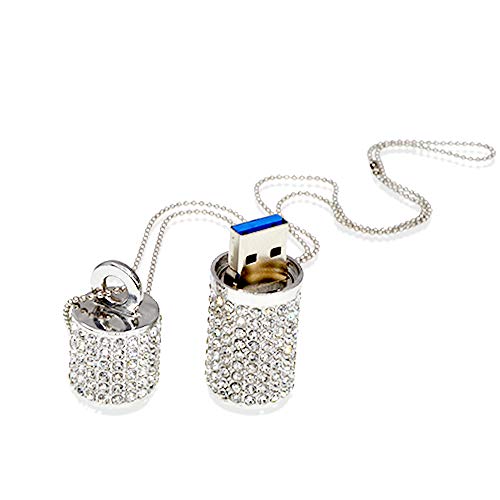 Pen Drive 32GB Memoria USB Linda Pendrive Barra de Lápiz Labial de Metal Estuche USB 3.0 Flash Drives Diamantes 32 GB Memorias Stick Externo Collar de Portátil Llavero Almacenamiento por Kepmem