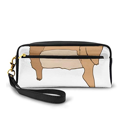 Pencil Case Pen Bag Pouch Stationary,Relaxed Happy Animal Lying and Eating Cute Character Live Slow Motivational Phrase,Small Makeup Bag Coin Purse