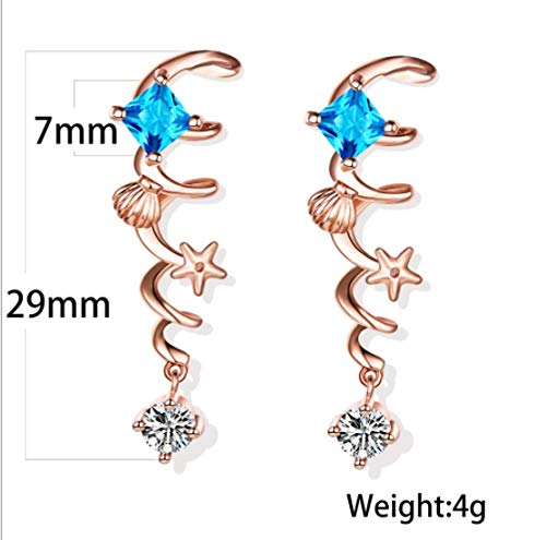 Pendientes Algas Aqua Diamante azul Diamante rojo Pendientes Accesorios de mujer Pendientes-B