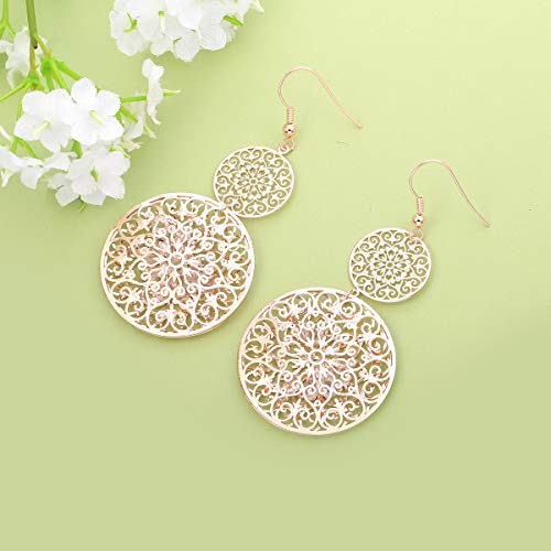 Pendientes colgantes para mujer, chapados en oro y plata, chapados en cristal de circonio cúbico brillante oro rosa