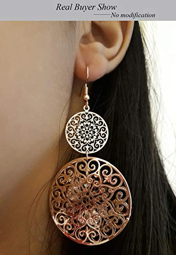 Pendientes colgantes para mujer, chapados en oro y plata, chapados en cristal de circonio cúbico brillante oro rosa