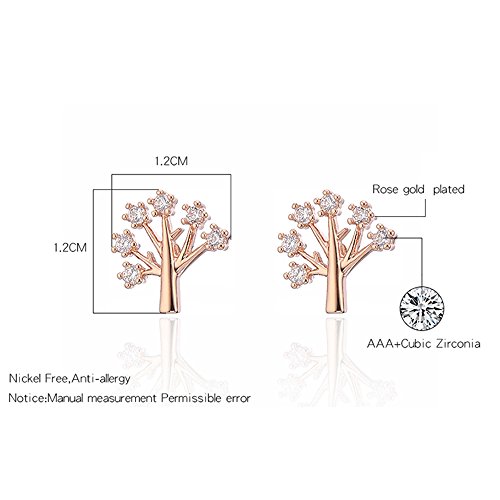Pendientes de tuerca para mujer, oro rosa o plata, pendientes para niñas, pendientes de cristal creado con diamante #4 Albero
