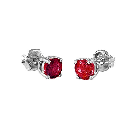 Pendientes Oro Blanco 18k modelo Garritas Color (2 rubies 5mm. 1,16cts.) Medida: 5mm.