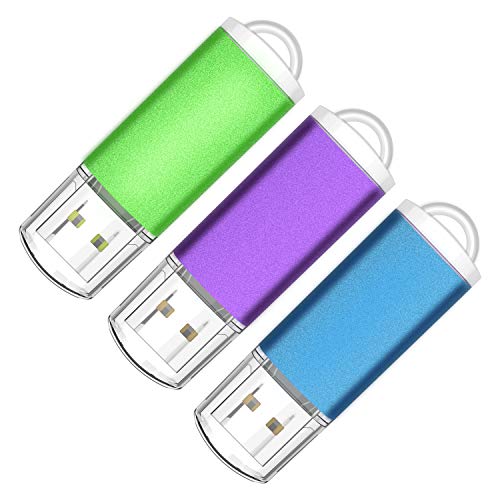 Pendrive 32GB 2.0 KOOTION Memorias USB 2.0 32Gigas Flash Drive USB Stick 3 Piezas Pen Drive de Colores Pack 3 Unidades, Azul, Verde, Púrpura