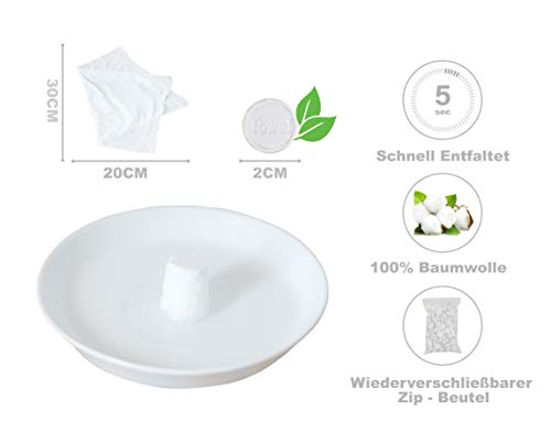 Pentaton - Paquete de 100 toallitas refrescantes en forma de tabletas, toallitas comprimidas, paño seco que ahorra espacio, reutilizable, toallitas húmedas