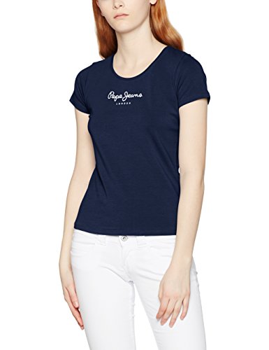 Pepe Jeans New Virginia, Camiseta Para Mujer, Azul (Navy), X-Large