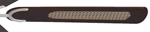 Pepeo Potkuri ventilador de techo sin luz, carcasa en blanco lacado, aspas reversibles color caoba con insertos de ratán, 132 cm, para habitaciones de hasta 25 m²