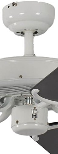 Pepeo Potkuri ventilador de techo sin luz, carcasa en blanco lacado, aspas reversibles color negro / rayas, 132 cm, para habitaciones de hasta 25 m²