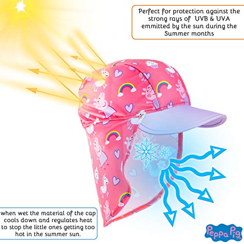 Peppa Pig Gorra de Visera para Niñas, Gorro Bebe Verano con Protector Solar UV, Sombrero Rosa para Playa Piscina con Estampados de Pepa Pig y Unicornios, Regalos para Niñas y Niños