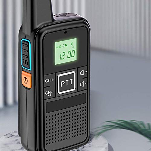 Pequeño Mini walkie-Talkie, Textura Mate de PC, Pantalla LCD de Matriz de Puntos, Puede Estar en Espera Durante 3 días, Adecuado para hoteles, sitios de construcción, propiedades, etc, Negro.