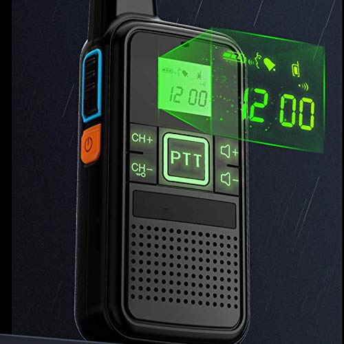 Pequeño Mini walkie-Talkie, Textura Mate de PC, Pantalla LCD de Matriz de Puntos, Puede Estar en Espera Durante 3 días, Adecuado para hoteles, sitios de construcción, propiedades, etc, Negro.