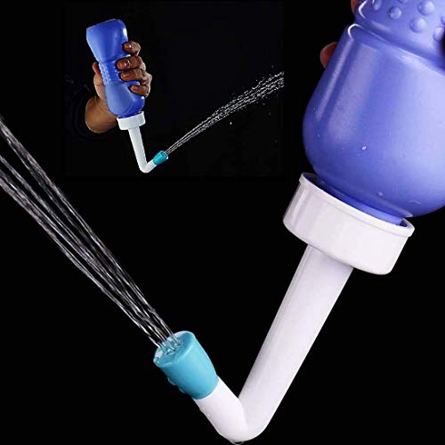 Peri Bottle Momwasher - Botella portátil para el cuidado postparto, lavadora 2 en 1 de viaje de mano higiene personal Tushy Bide botella boca abajo con 400 ml y boquilla angulada, bolsa de bono
